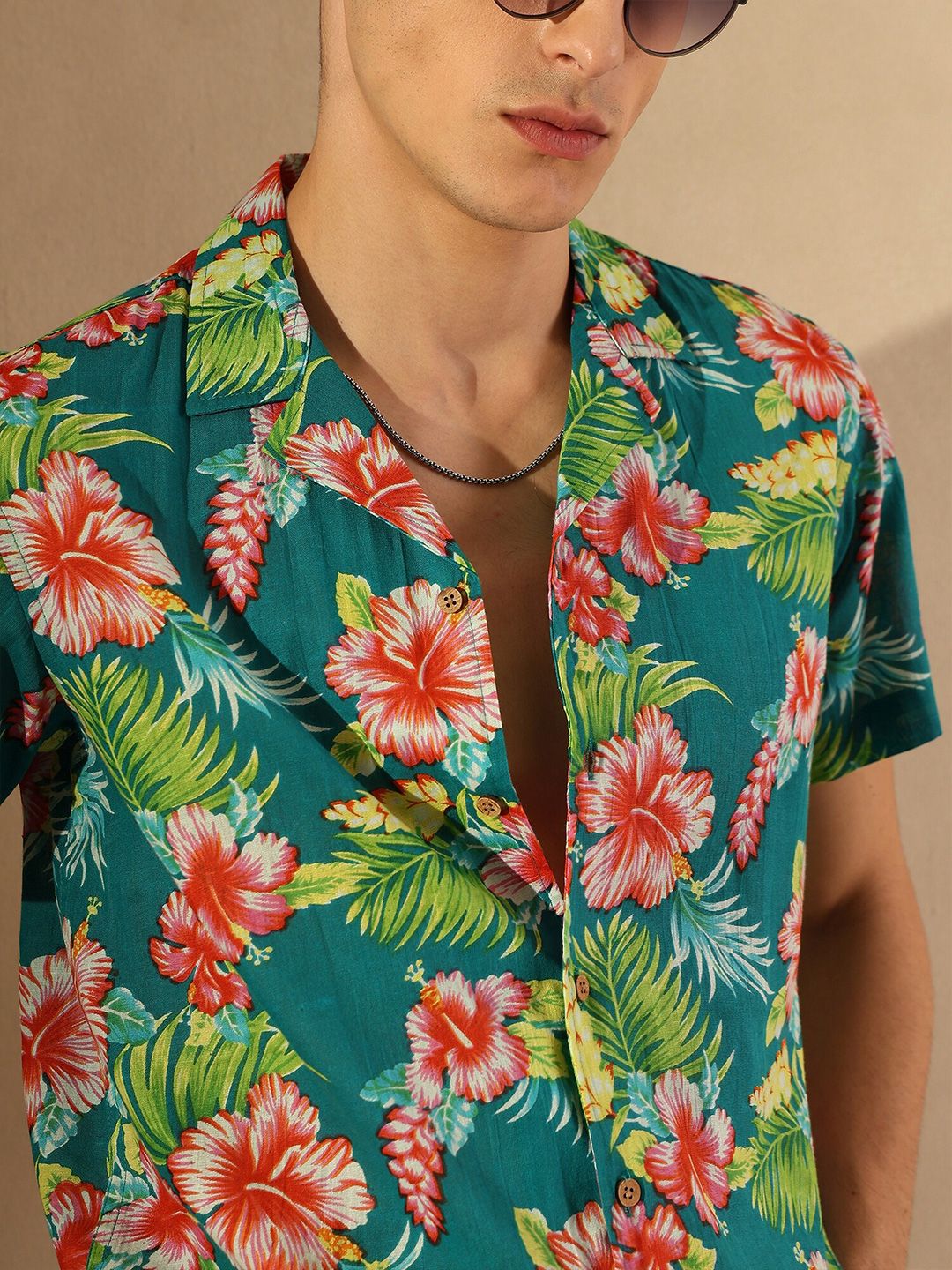 DENNISON Floral Printed Lightweight Oversized Shirt