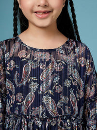 pspeaches Girls Ethnic Motifs Printed Georgette A-Line Dress