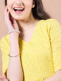 pspeaches Girls Cotton V-Neck Short Sleeves Fit & Flare Midi Dress