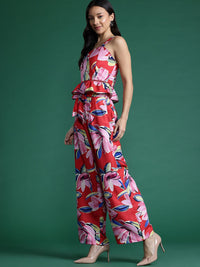 DressBerry Women Floral Printed Smocked Top with Trousers Co-Ord Set