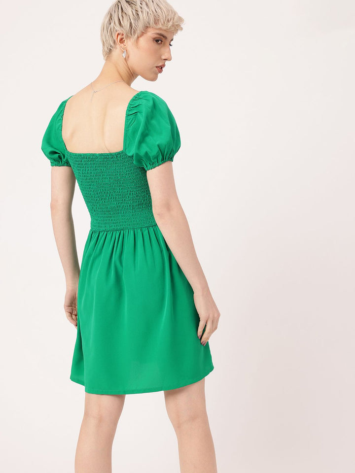 DressBerry Girly Glam Smocked Bows A-Line Mini Dress