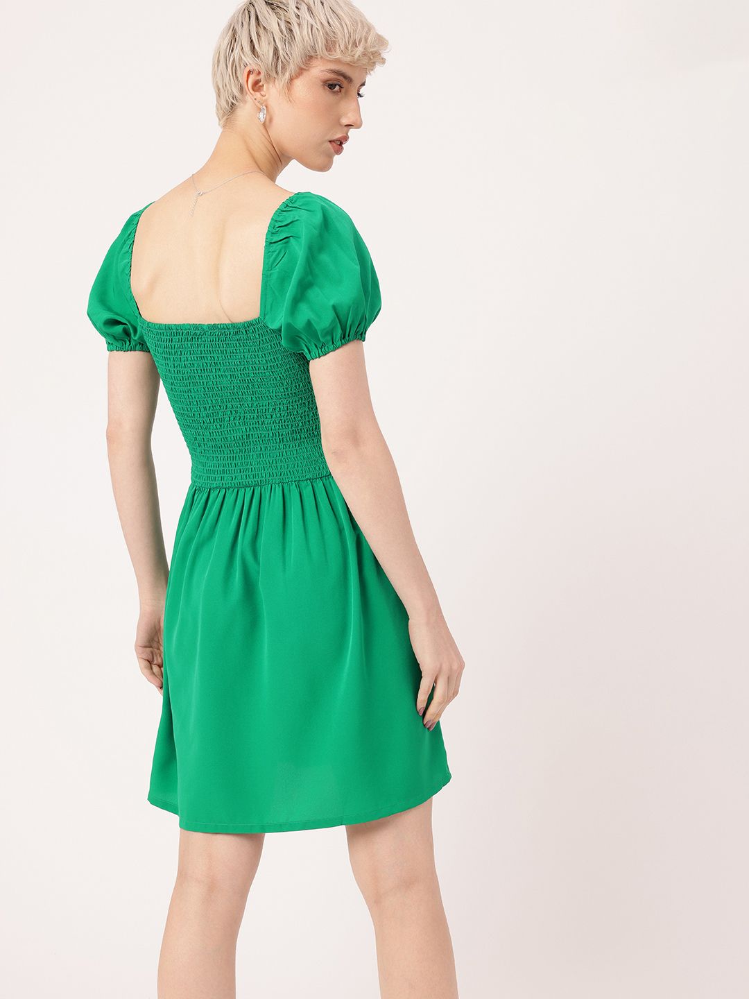 DressBerry Girly Glam Smocked Bows A-Line Mini Dress