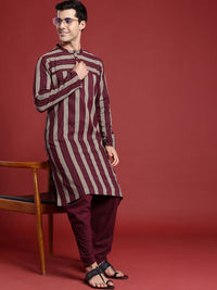 Anouk Striped Straight Regular Kurta with Dhoti Pants