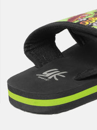 YK Kids Green & Black Printed Slip-On Flip-Flops