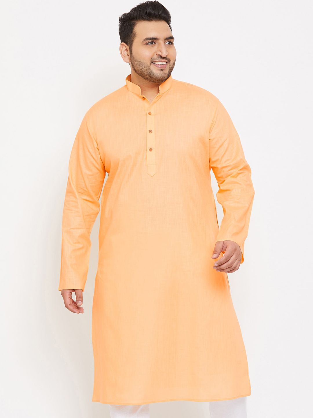 VASTRAMAY Men Orange Cotton Kurta
