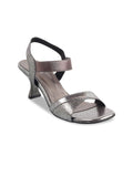 Metro Women Grey Embellished Kitten Sandals