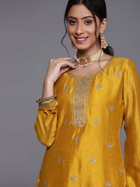 Libas Women Yellow Floral Motifs Sequins Work Kurta