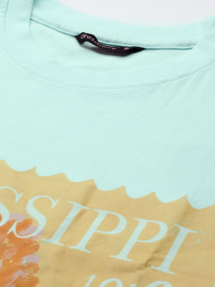 DressBerry Women Printed Drop-Shoulder Sleeves Pure Cotton T-shirt