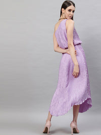 STREET 9 Lavender One Shoulder Satin Midi Dress
