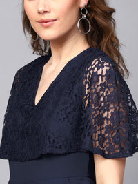 SASSAFRAS Navy Blue Solid Basic Jumpsuit