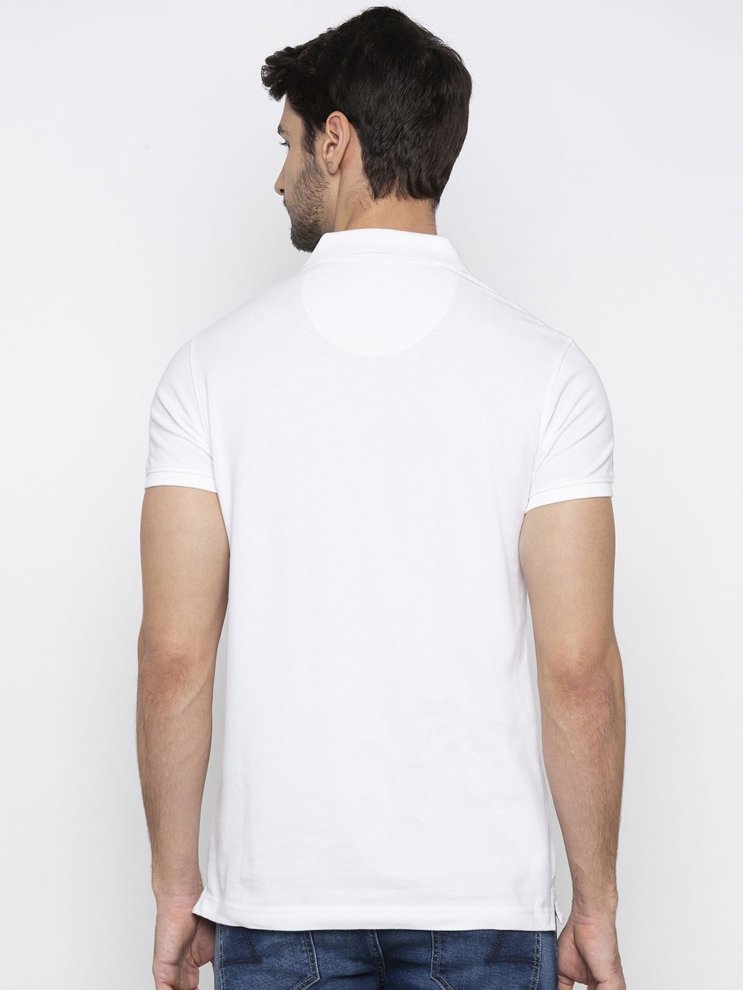 SPYKAR Men White Solid Polo Collar T-shirt