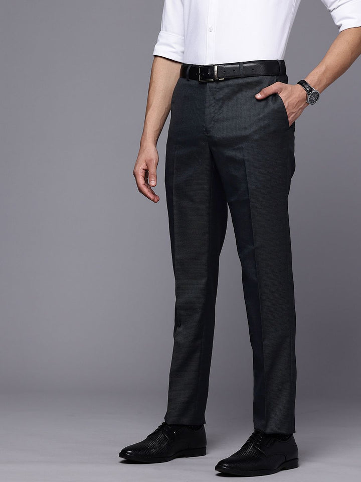 Raymond Men Self Design Textured Slim Fit Formal Trousers