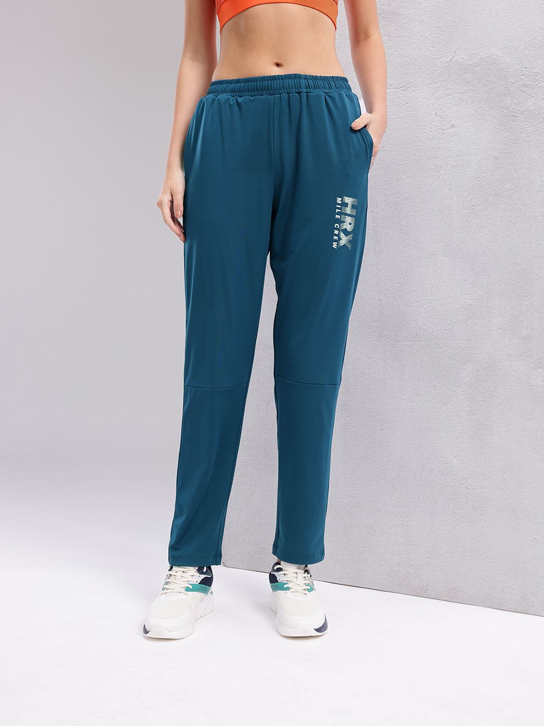 HRX by Hrithik Roshan Women Brand Logo Printed Mid-Rise Running Track Pants