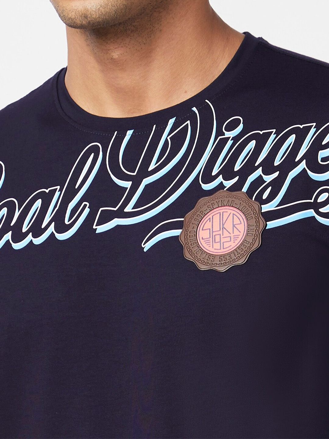 SPYKAR Typography Printed Slim Fit Pure Cotton T-Shirt