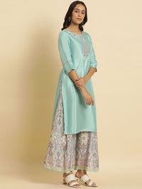 W Floral Embroidered Sequinned Straight Kurta