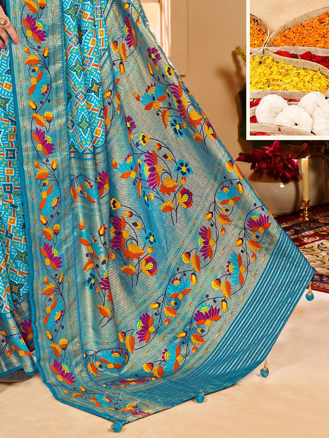 Saree mall Ethnic Motifs Zari Tussar Sarees