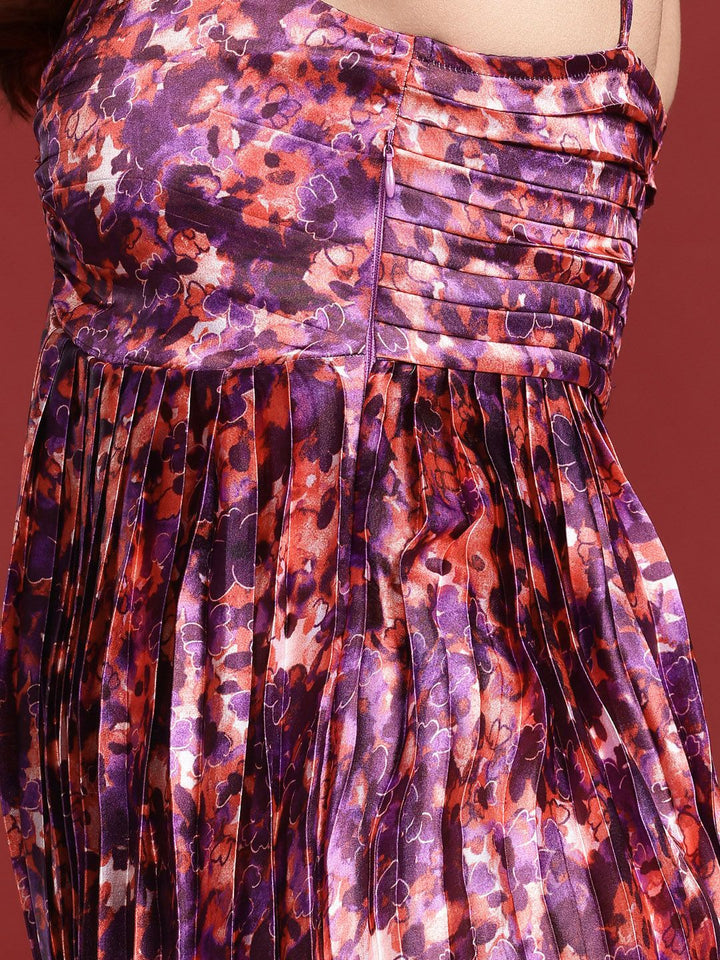 all about you Floral Print Accordion Pleated Ruched A-Line Dress