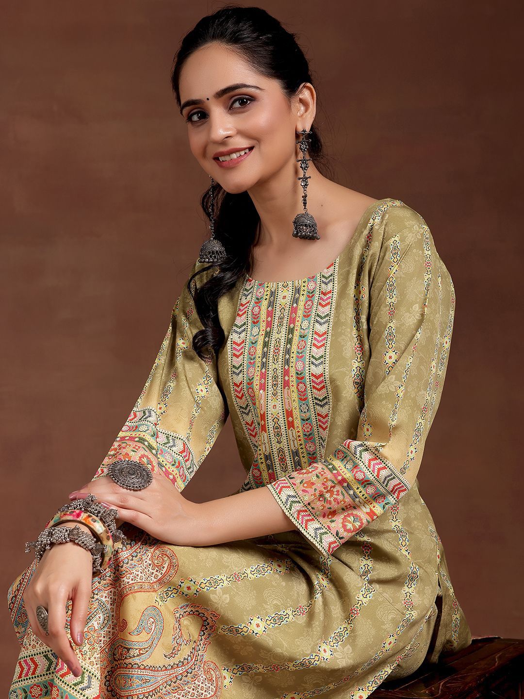 Libas Ethnic Motifs Printed Round Neck Straight Kurta