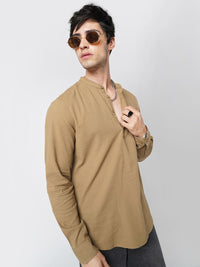 VASTRADO Band Collar Seersucker Cotton Kurta