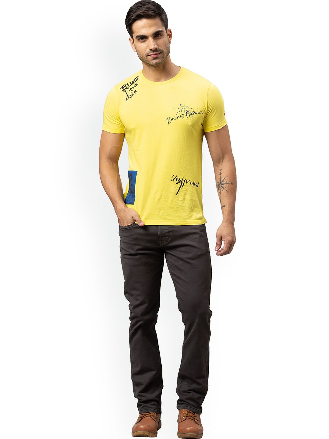 Being Human Men Charcoal Slim Fit Low Distress Jeans