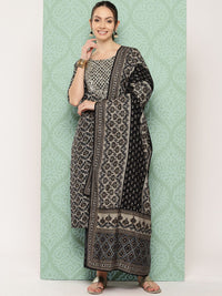 Libas Ethnic Motifs Printed Thread Work Detail Straight Kurta with Trousers & Dupatta