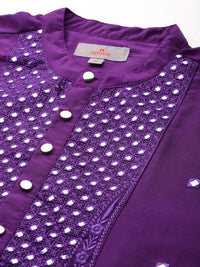 Anouk Mirror Work Embroidered  Kurta with Trousers Set