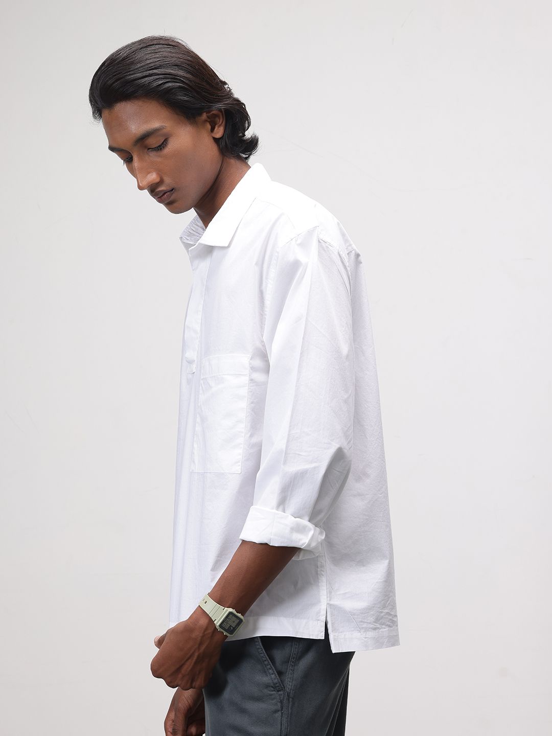 ether Pure Cotton Longline Casual Shirt