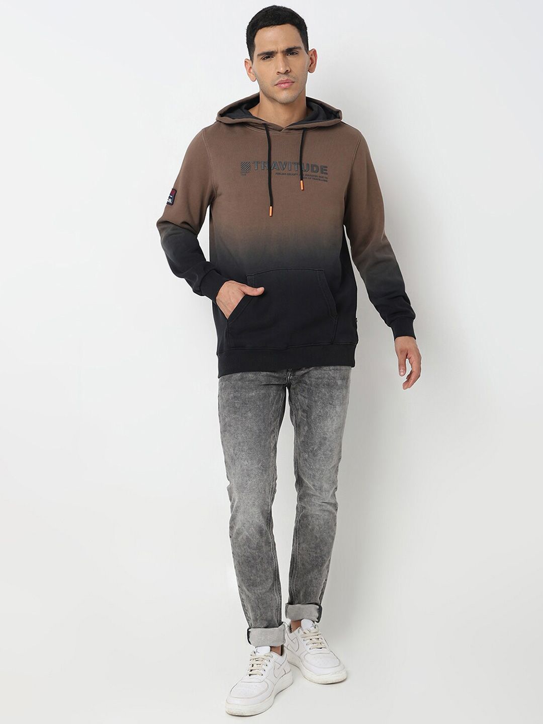 SPYKAR Typography Printed Hooded Cotton Sweatshirt