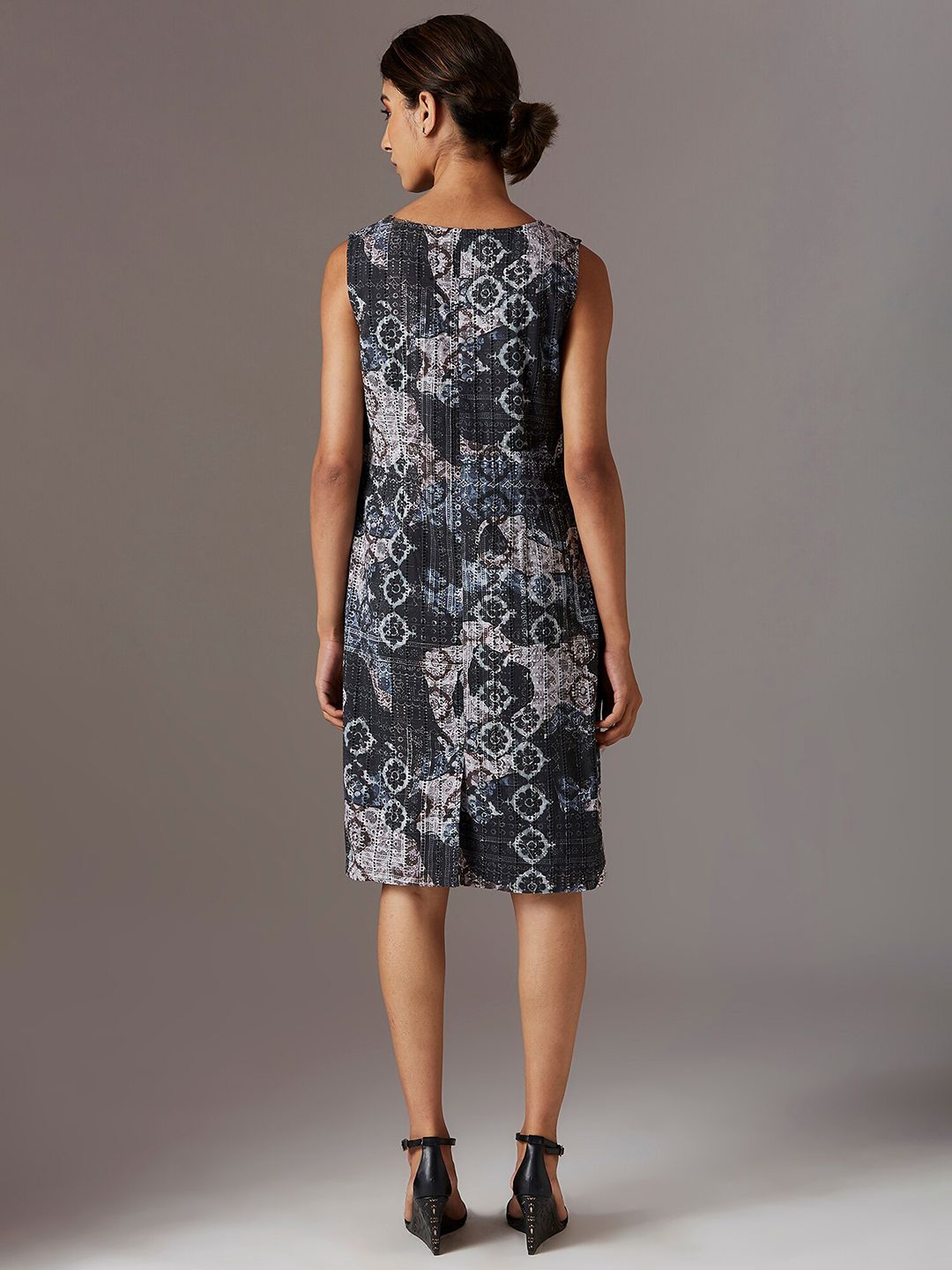 W Black & White Printed Pure Cotton A-Line Dress