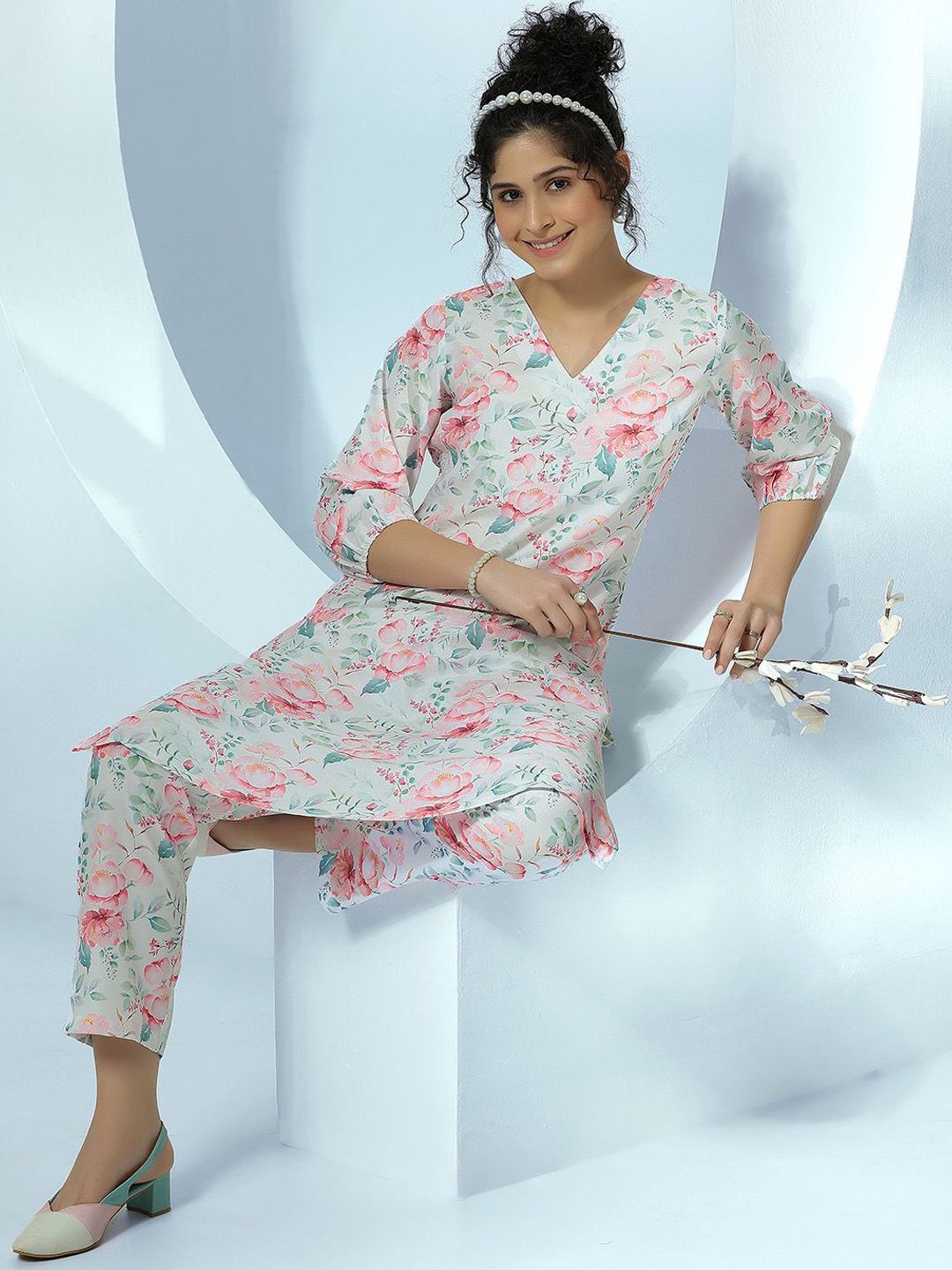 Libas Printed Tunic With Trousers Co-Ords