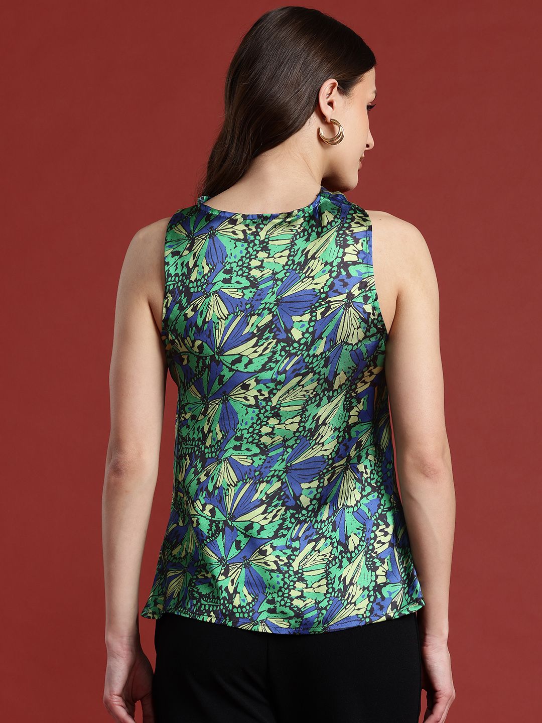 all about you Printed Twisted Satin-Finish Top