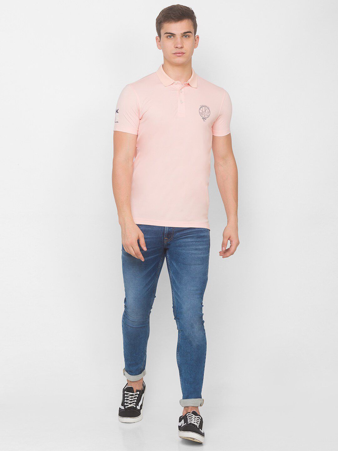 SPYKAR Men Pink Applique Slim Fit T-shirt