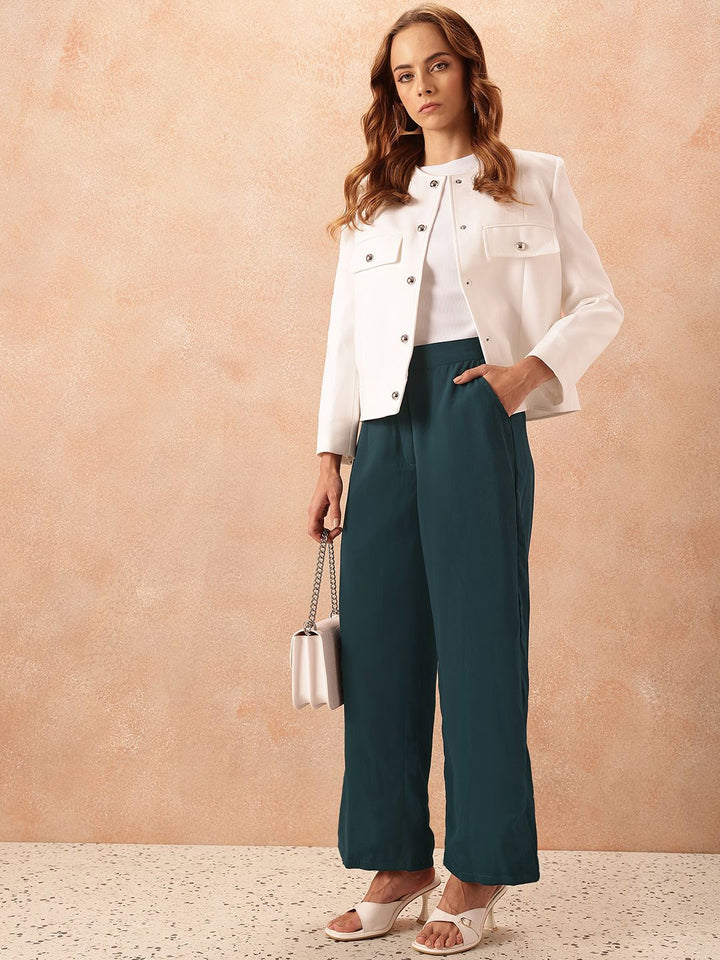 all about you Women Mid-Rise Flared Fit Semi-Formal Parallel Trousers