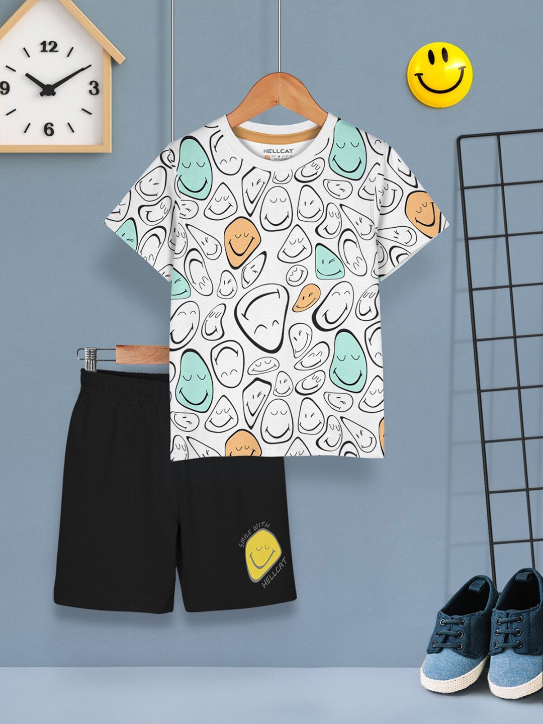 HELLCAT Boys Pack Of 2 Printed T-shirt with Shorts