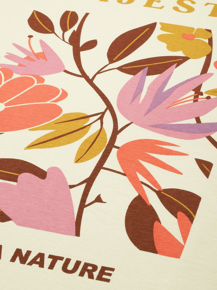 DILLINGER Floral Printed Oversized Drop-Shoulder Sleeves Pure Cotton T-shirt