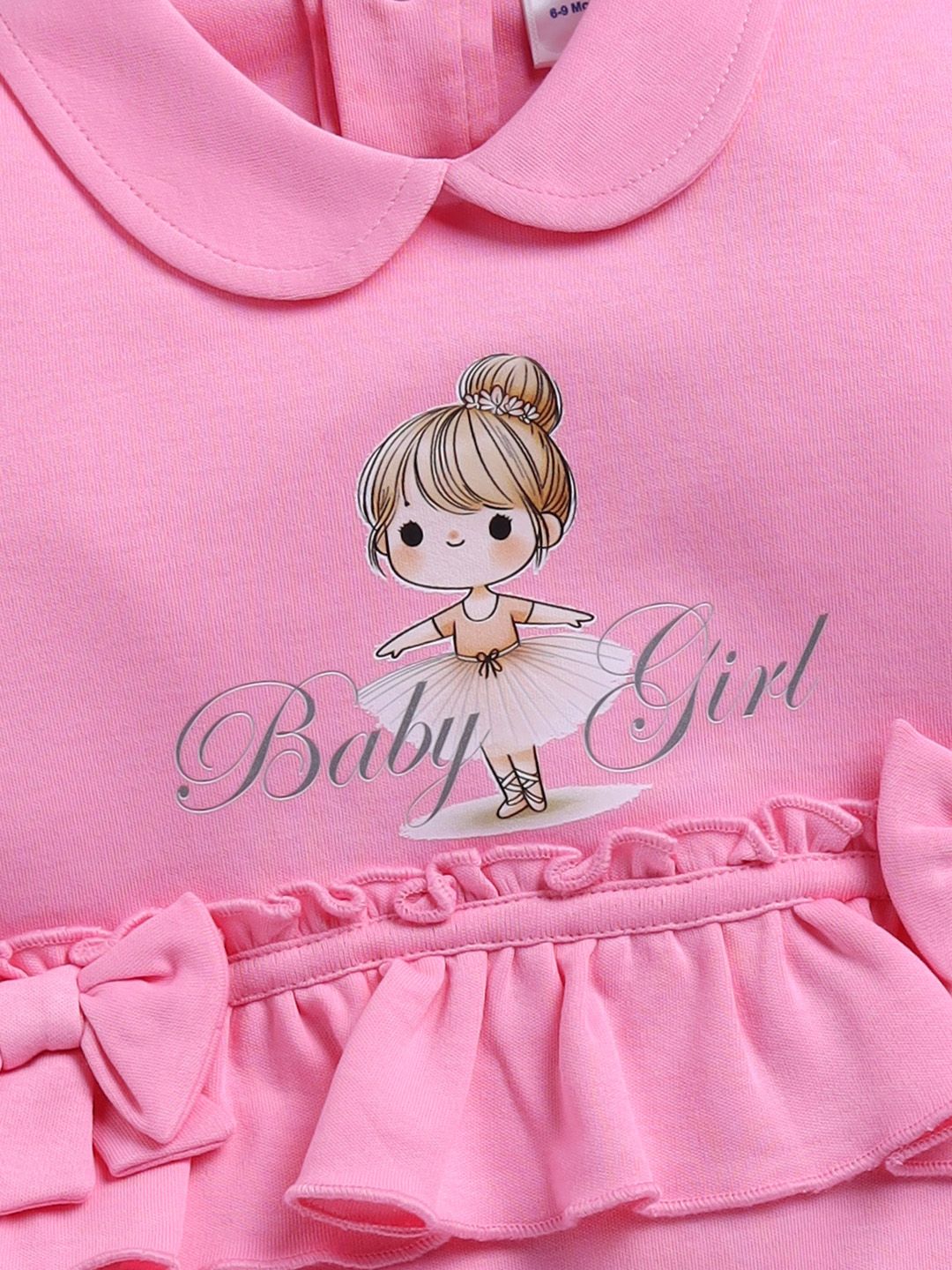Moms Love Infant Girls Bow Detail Printed Sleepsuit