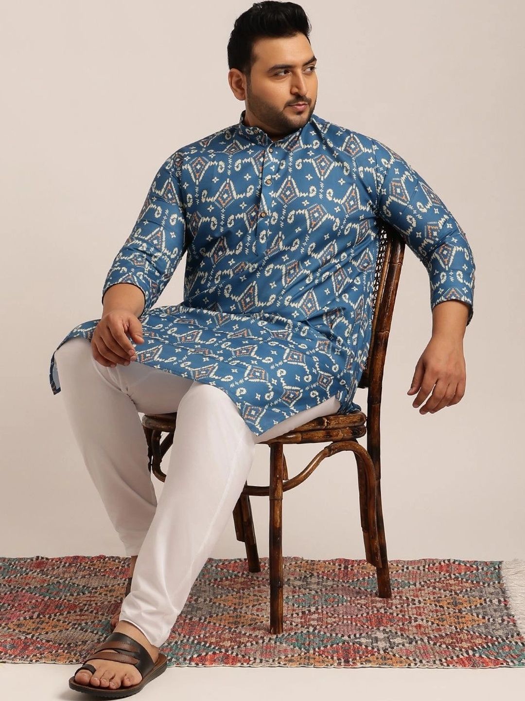 SOJANYA PLUS Men Geometric Printed Kurta