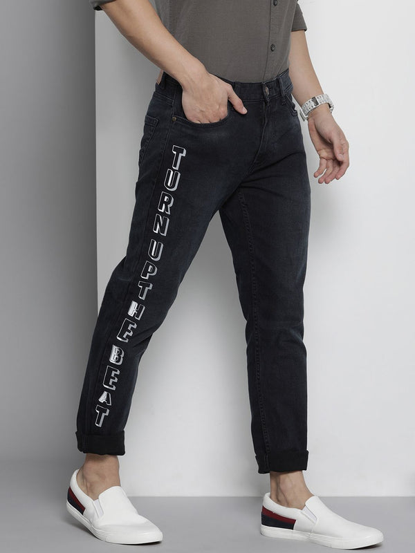 The Indian Garage Co Men Navy Blue Slim Fit Cropped Stretchable Jeans