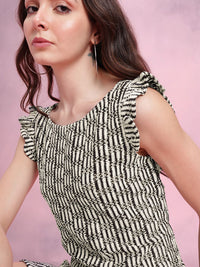 DressBerry Flutter Sleeve Ruffled Crochet Shift Mini Dress