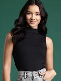 DressBerry Ribbed High Neck Top