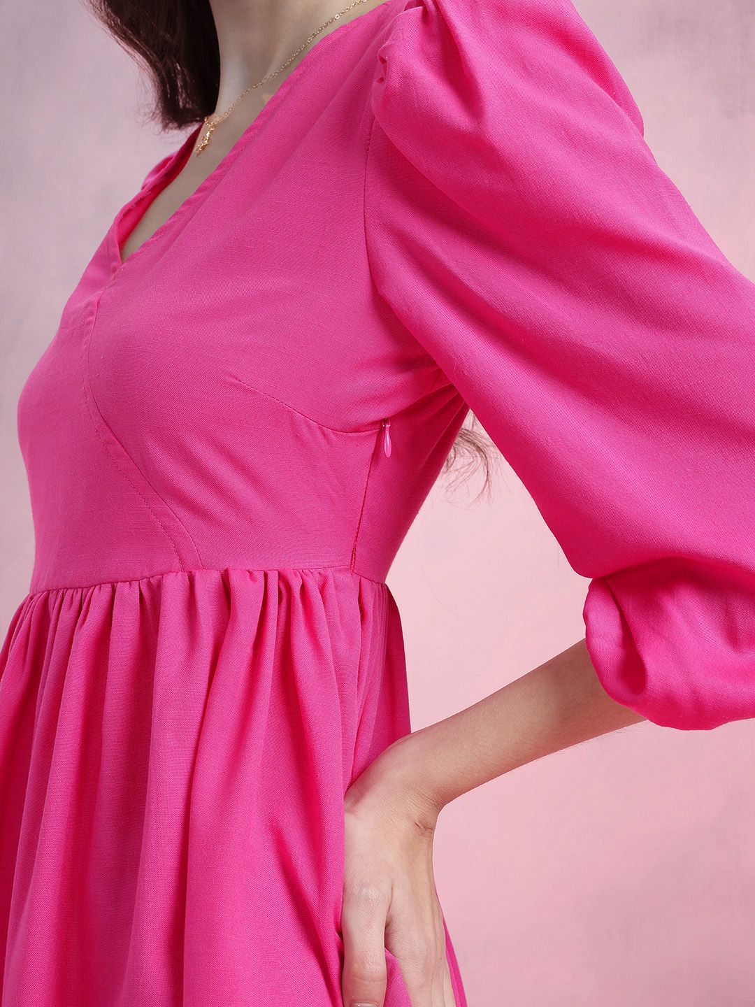 DressBerry Puff Sleeve A-Line Dress