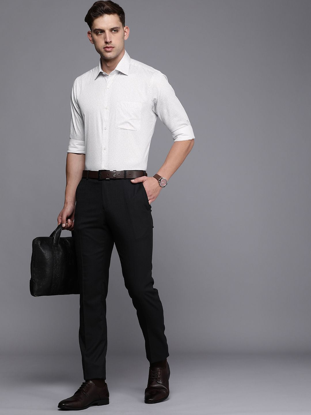 Raymond Slim Fit Floral Printed Pure Cotton Formal Shirt