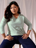 CURVY STREET Plus Size V-Neck Cotton T-shirt