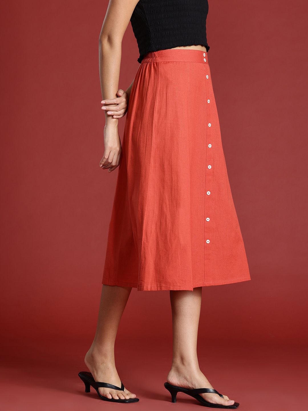 all about you Cotton Linen A-Line Skirt