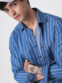 VASTRADO Men Classic Slim Fit Pinstripes Opaque Striped Casual Shirt