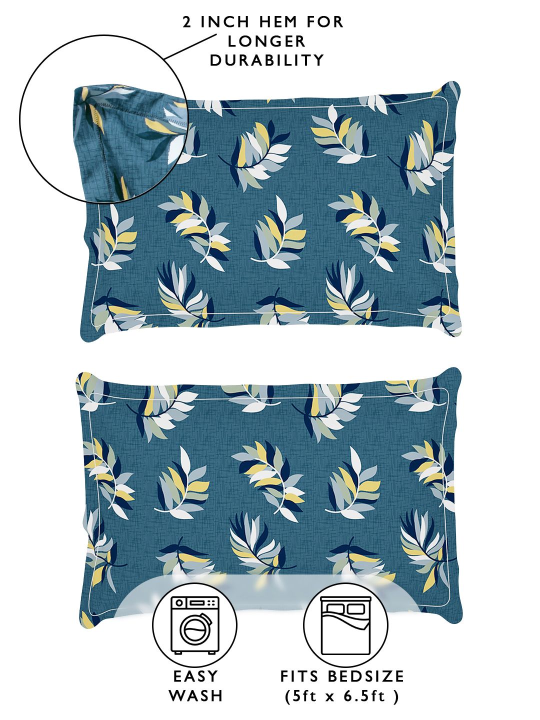 Story@home Arena Grey & Yellow Floral Printed 180 TC Queen Bedsheet & 2 Pillow Covers