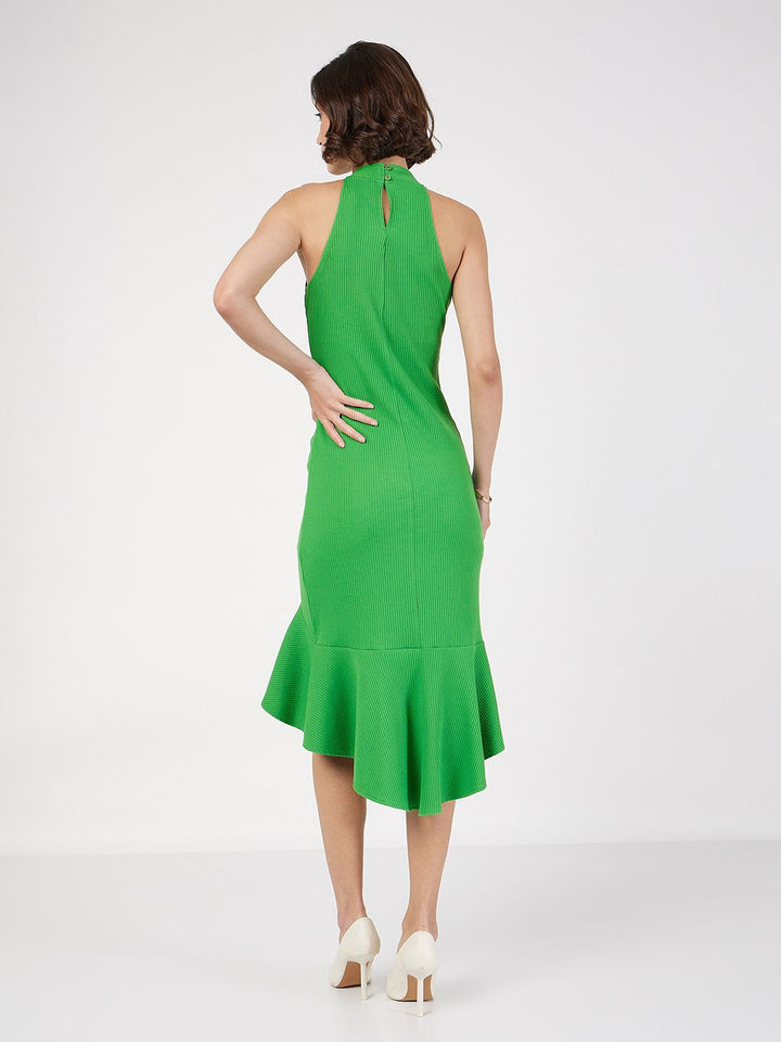 SASSAFRAS Round Neck Cotton Bodycon Midi Dress