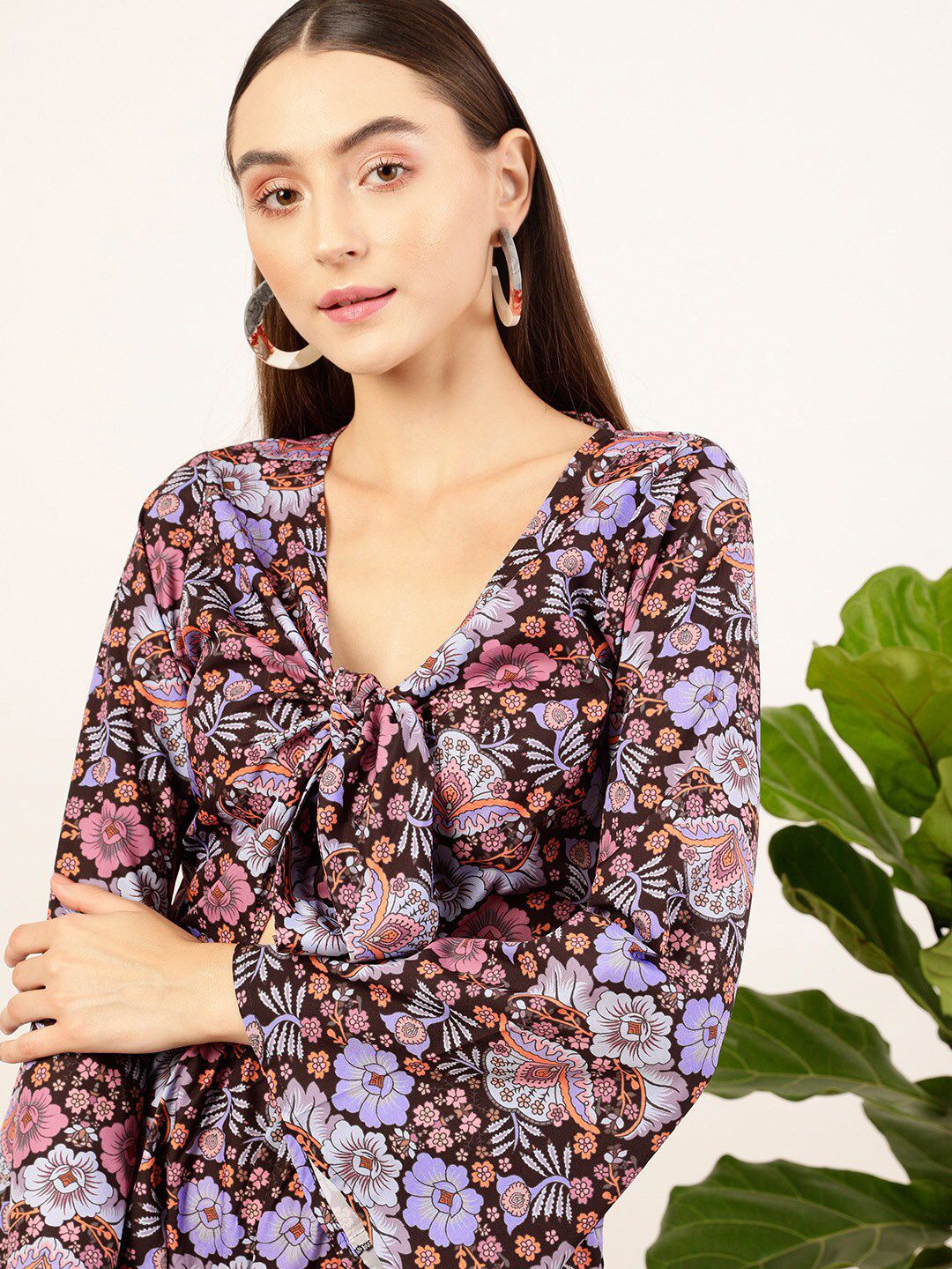 STREET 9 Floral Printed Tie Up Neck Jumpsuit