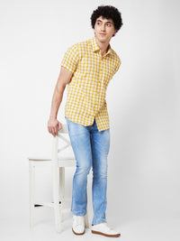 SPYKAR Gingham Checked Cotton Opaque Casual Shirt