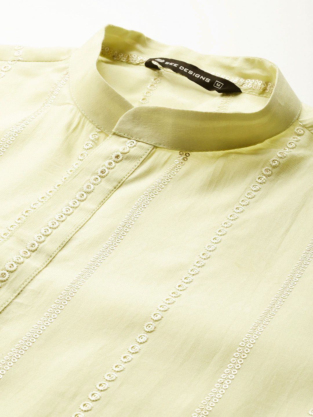 See Designs Men Embroidered Sequinned Chanderi Silk Kurta with Pyjamas